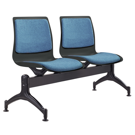 Pod 2 Seater Beam Black Shell Upholstered inserts