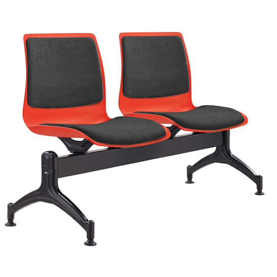 Pod 2 Seater Beam Red Shell Upholstered inserts
