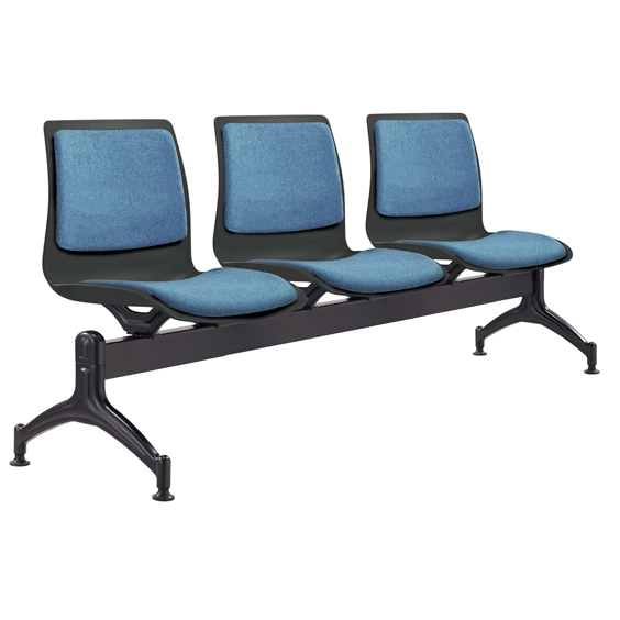 Pod 3 Seater Beam Black Shell Upholstered inserts