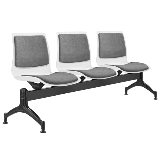 Pod 3 Seater Beam White Shell Upholstered inserts