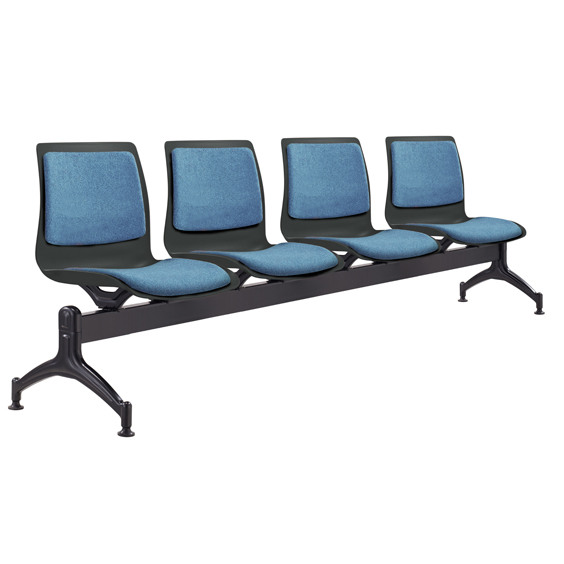 Pod 4 Seater Beam Black Shell Upholstered inserts