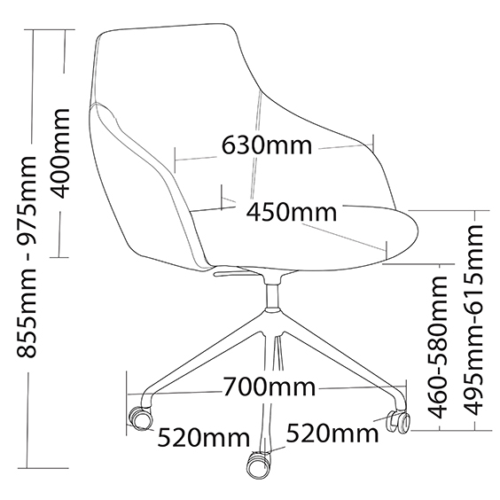 Gold 4 Star Base Gas Lift with Castors