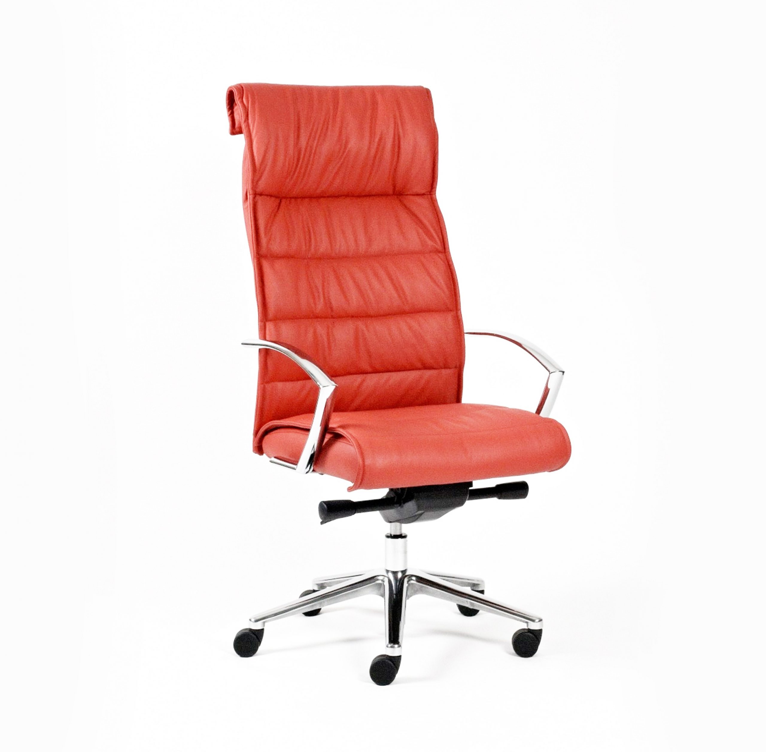 Slim Stitched Leather Executive Low Back