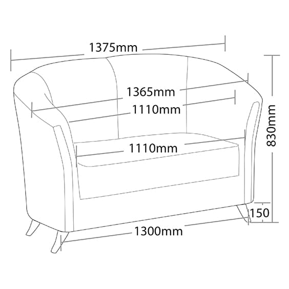 Roxa 2 Seater Lounge Black PU