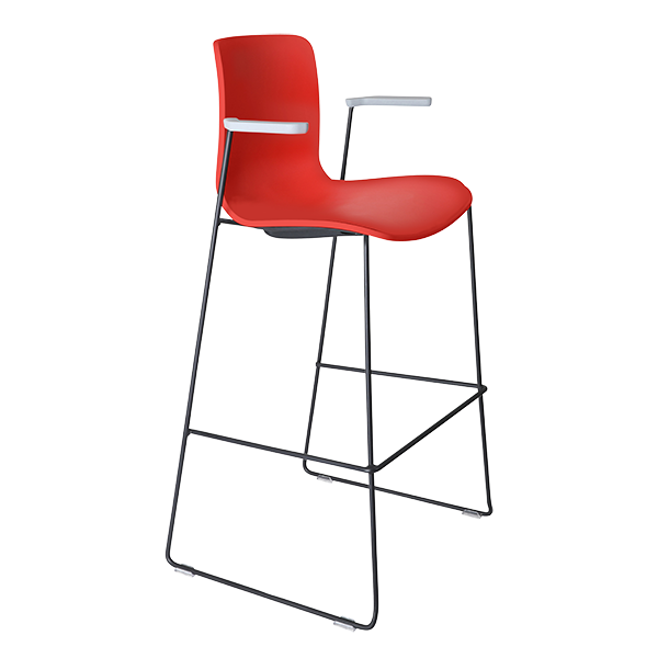 Acti high stool, arms and black sled frame