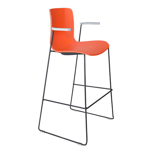 Acti high stool, arms and black sled frame