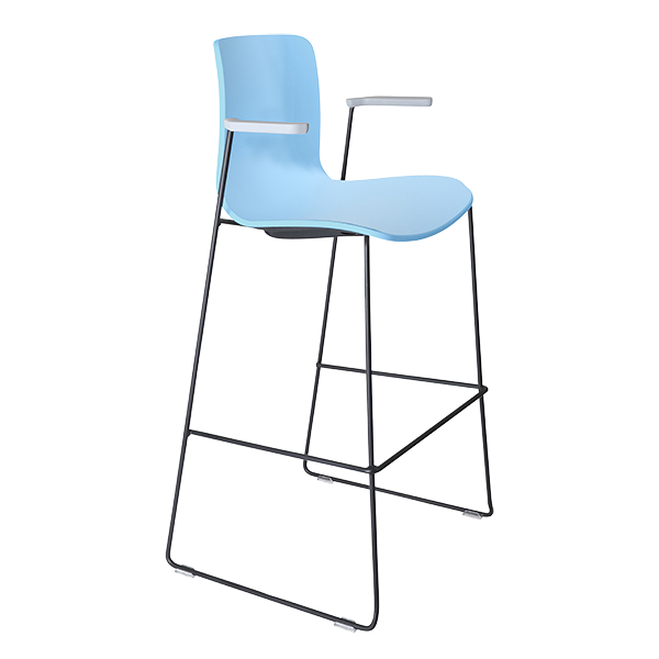 Acti high stool, arms and black sled frame