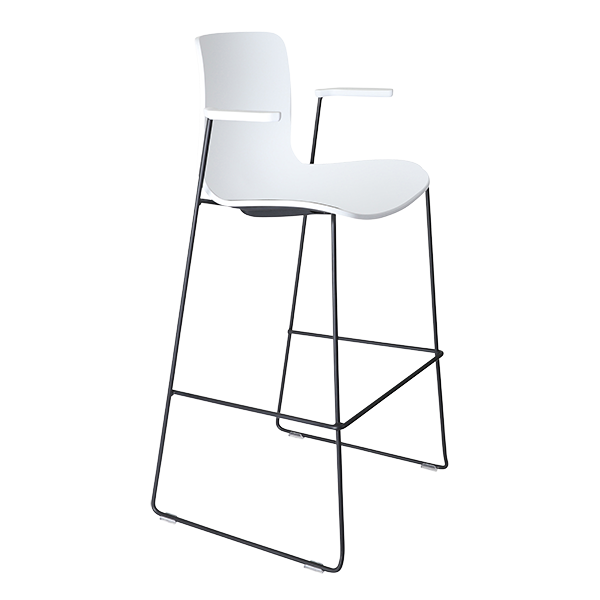 Acti high stool, arms and black sled frame