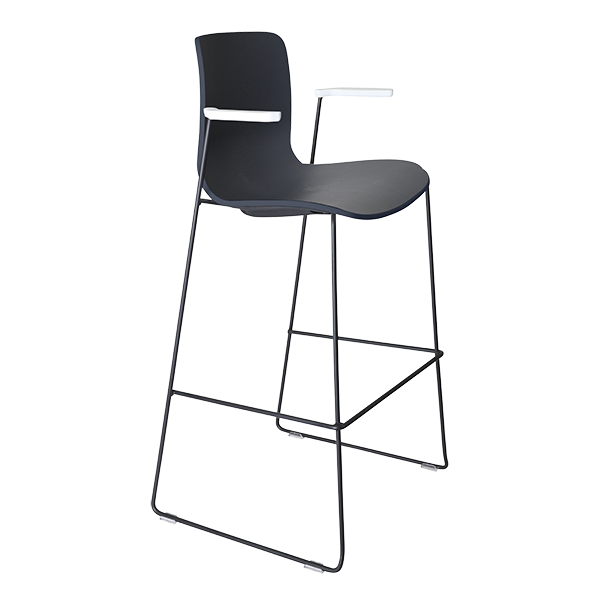Acti high stool, arms and black sled frame
