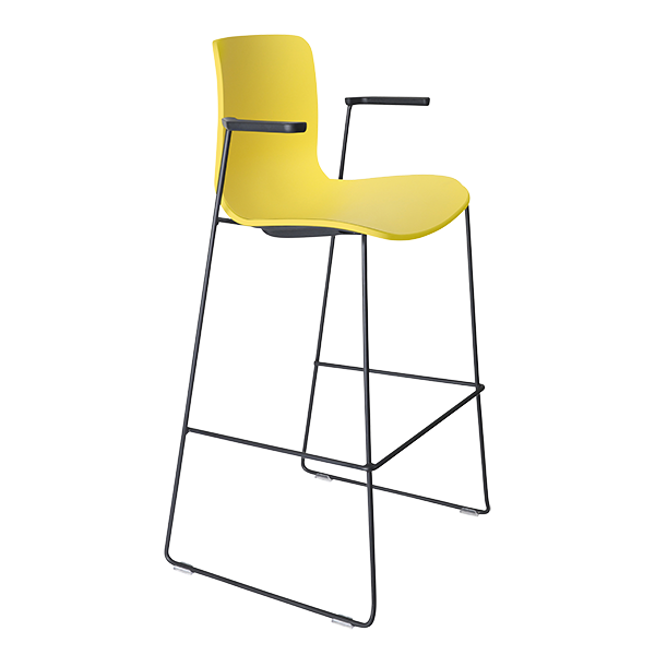 Acti high stool, arms and black sled frame