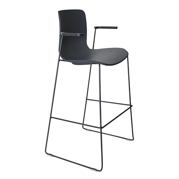 Acti high stool, arms and black sled frame