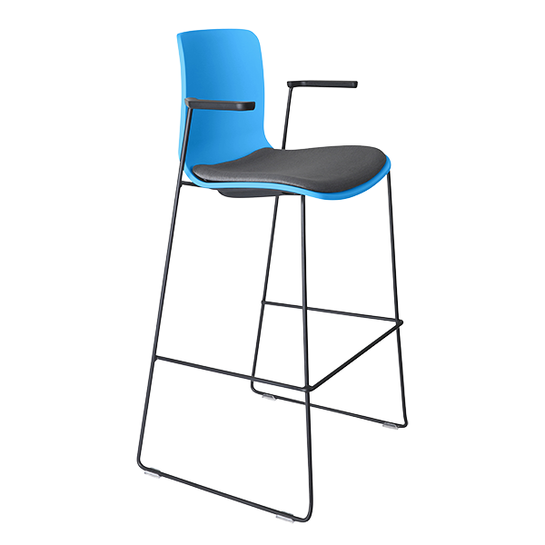 Acti high stool, arms and black sled frame