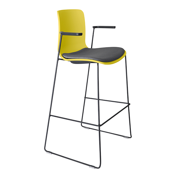 Acti high stool, arms and black sled frame
