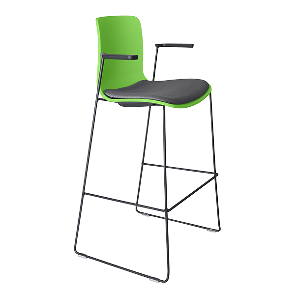 Acti high stool, arms and black sled frame