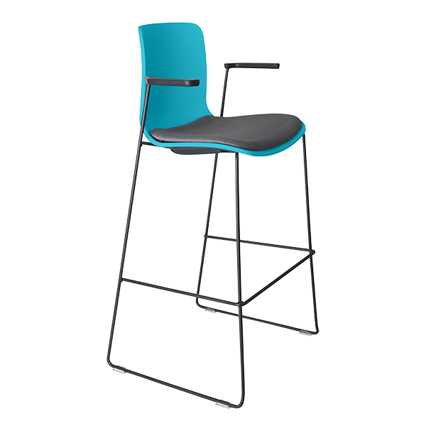 Acti high stool, arms and black sled frame