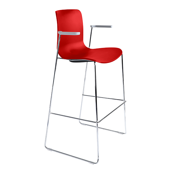 Acti high stool, arms and chrome sled frame