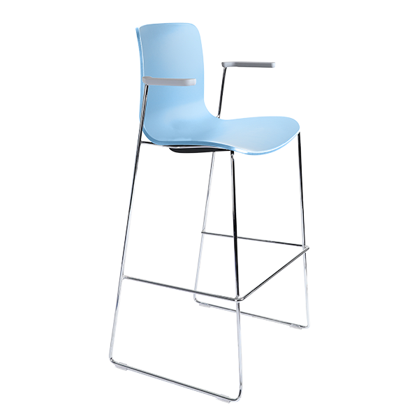 Acti high stool, arms and chrome sled frame