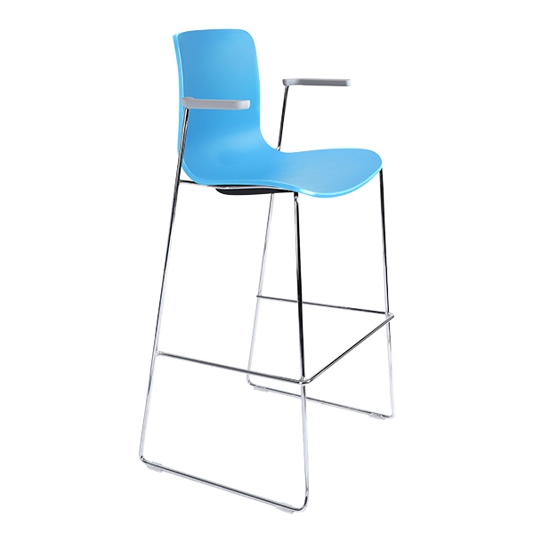 Acti high stool, arms and chrome sled frame