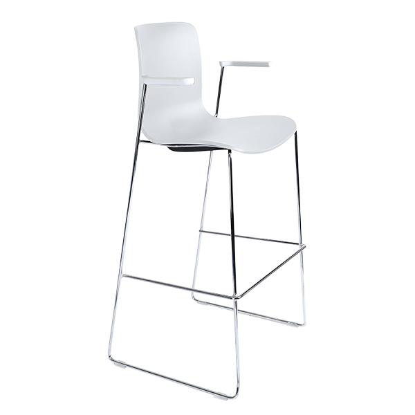 Acti high stool, arms and chrome sled frame