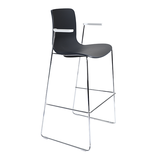 Acti high stool, arms and chrome sled frame