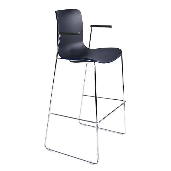 Acti high stool, arms and chrome sled frame