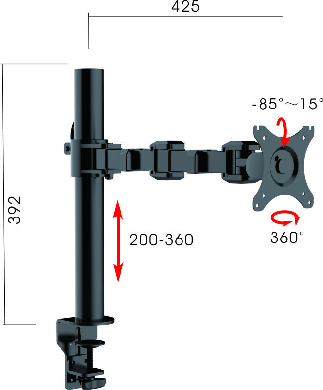Revolve Pole Mounted Single Monitor Arm