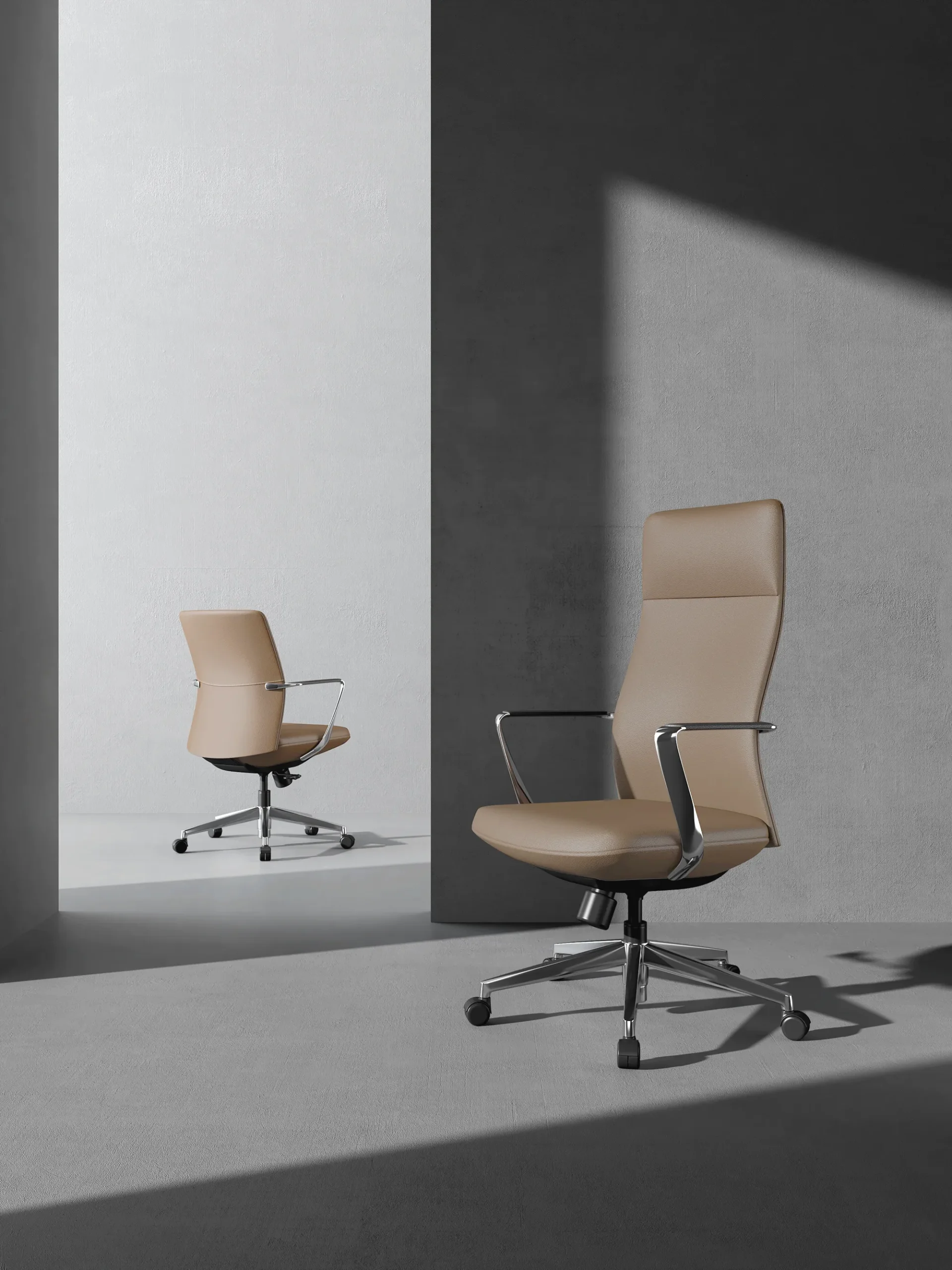 Director Mid Back Tan leather